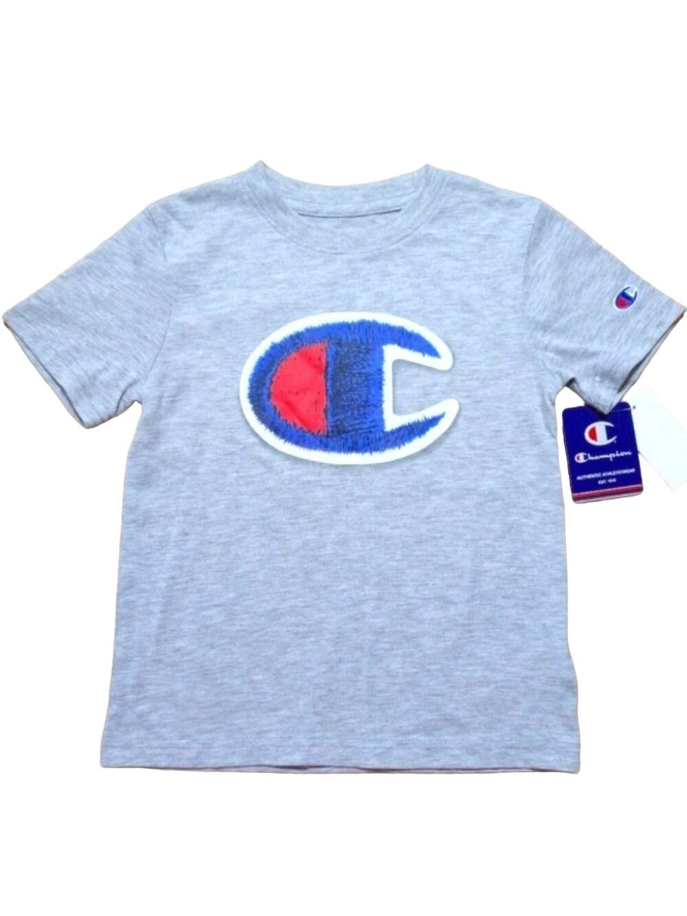 Champion Toddler Boys Grey Crew Neck Short‎ Sleeve New Logo T-Shirt Tee, Size 3T